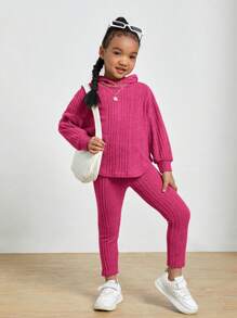 SHEIN Moletom com Capuz e Leggings com Ombro Caído para Jovens