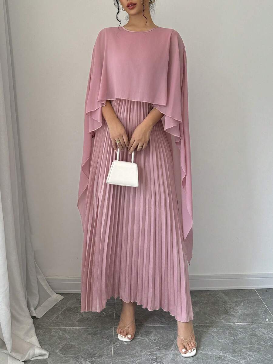Rafferiza Vestido maxi elegante y encantador con fruncido para mujer - Rosa - Ver 1