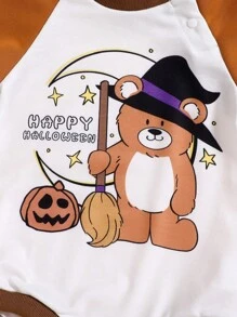 SHEIN Set de 2 bodys de manga larga con estampados de animales, calabazas y temas de Halloween, para niño bebé, apropiado para fiestas - Multicolor - Ver 3