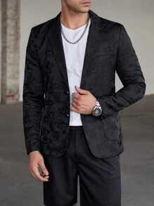 Manfinity Bizformal 男士立领长袖纽扣衬衫和纽扣短裤西装套装 - 黑色 - 查看 17