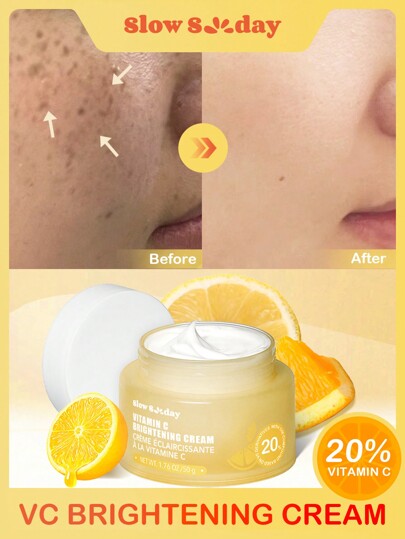 SlowSunday Vitamin C Brightening Cream, Skin Care, Vc, Brighten, Moisturize, Even Skin, Suitable For All Skin Types, Suitable For Autumn Winter, Fall Care, Cozy Fall & Winter Styles, Suitable For Autumn Winter, Y2K, For Halloweens, Party & Gifts, Thanksgiving & New Year, Thank You Gift, For Christmas,  Christmas Gifts