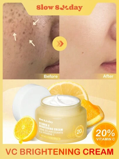 Slow Sunday Vitamin C Brightening Cream, Skin Care, Vc, Brighten, Moisturize, Even Skin, Suitable For All Skin Types, Suitable For Autumn Winter, Fall Care, Cozy Fall & Winter Styles, For Valentine'S Day, Valentines Gift, Great Ideas For Party, Gift-Giving, Outdoor Activity, Suitable For Spring Personal Care