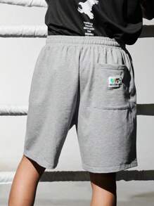 Manfinity Sport Corelite Pantalones cortos deportivos de verano de unicolor y estilo informal para hombres, pantalones cortos escolares grises - Gris - Ver 2