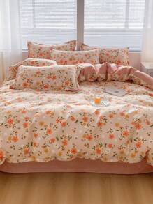 2/3pcs Duvet Cover Set, Bedding, Cozy And Warm Bedding, Skin-Friendly Comforter Cover Set, Floral Printed Pattern, Easy Care And Durable, Autumn And Winter Bedding For Guest Room And Bedroom, Fits For All Size Beds - Twin, Full, Queen, King, Cozy Room Decoration, 1 Duvet Cover And 1/2 Pillowcases, Machine Washable - Pink - View 7