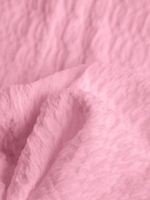 Soleia Solid Color Bandeau Top & High Waisted Shorts Texture Set For Summer - Pink - View 5