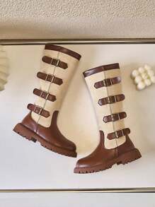 女童靴子冬秋季靴子新款真皮靴子儿童高筒靴 - 棕色 - 查看 5