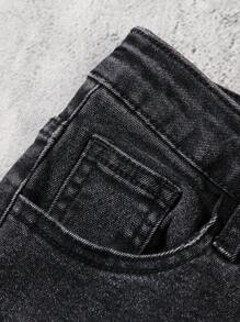 SHEIN Tween Boys Black Ripped Denim Pants - Black - View 4