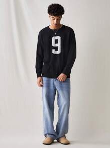 Manfinity VCAY Men's Casual Loose Knit Long Sleeve Sweater, For Fall Winter