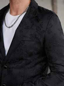 Manfinity Bizformal 男士立领长袖纽扣衬衫和纽扣短裤西装套装 - 黑色 - 查看 2