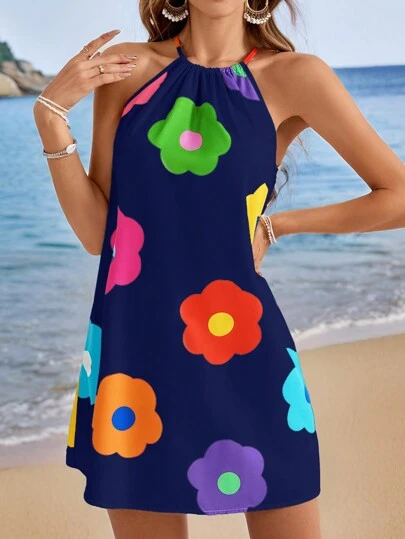 SHEIN VCAY 海滩、浪漫、春夏、夏季连衣裙、假日编织彩色印花露肩女裙 25 款