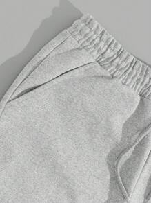 RueChic Cotton Men Striped Ribs Regular Sweatpants - Grey - View 6