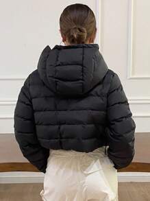 DAZY Chaqueta acolchada con capucha de unicolor casual para mujer en invierno