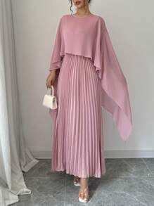 Rafferiza Vestido maxi elegante y encantador con fruncido para mujer - Rosa - Ver 2