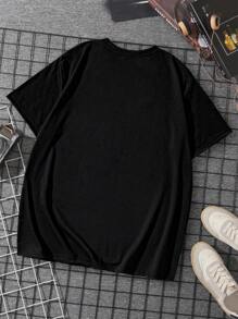 تي شيرت تي شيرت صيفي بأكمام قصيرة وياقة مستديرة بطباعة شخصية كرتونية للرجال