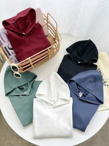 5件套男童休闲纯色舒适卫衣，百搭单品，适合外穿、叠穿、日常穿着、上学、运动，适合春、秋、冬季节。 - 彩色 - 查看 6