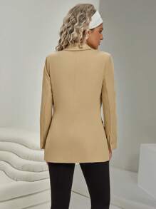 VARSITIE Retro Stil Golf Khaki Lässig Regular Blazer für Damen - Khaki - Übersicht 2