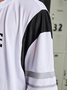 Manfinity Sport Corelite Boyfriend-Stil Herren Crew Neck Kurzarm T-Shirt mit Buchstaben-Muster, einfaches lässiges Top