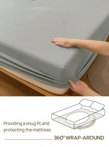 1 件水洗纯色床笠，适合厚度不超过 14 英寸的床垫 - 淺灰色 - 查看 7