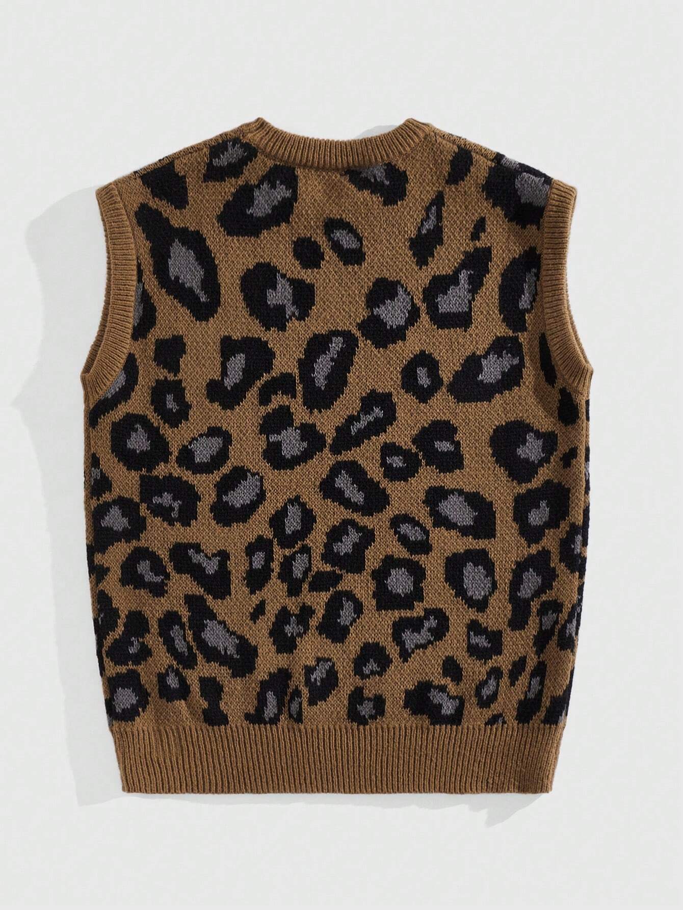 Our Street Life Men's Grandpacore Round Neck Sleeveless Leopard