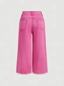 SHEIN MOD Women's Simple Daily Denim Jeans With Star Patch - Pink - View 2