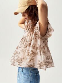 Bohemela Camisa con estampado floral de mujer para vacaciones - Marrón - Ver 2