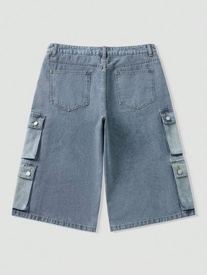 Street Life Men Wide Leg Loose Fit Jeans With Multiple Cargo Pockets