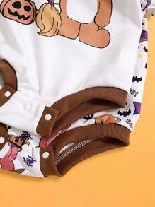 SHEIN Set de 2 bodys de manga larga con estampados de animales, calabazas y temas de Halloween, para niño bebé, apropiado para fiestas - Multicolor - Ver 4