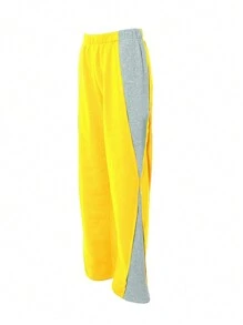 SHEIN Slayr Casual Color Block Sweatpants - Yellow - View 5