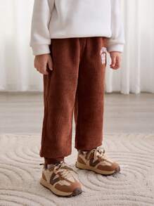 Cozy Pixies 男童装饰条纹腰带松紧腰休闲裤 - 棕色 - 查看 4