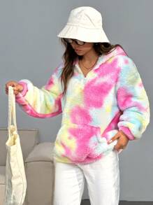 Muchica Loose Casual Tie-Dye Pattern Hoodie With Pockets, Autumn/Winter - Multicolor - View 3