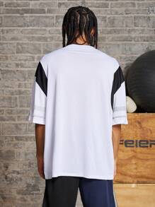 Manfinity Sport Corelite Boyfriend-Stil Herren Crew Neck Kurzarm T-Shirt mit Buchstaben-Muster, einfaches lässiges Top