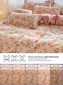 2/3pcs Duvet Cover Set, Bedding, Cozy And Warm Bedding, Skin-Friendly Comforter Cover Set, Floral Printed Pattern, Easy Care And Durable, Autumn And Winter Bedding For Guest Room And Bedroom, Fits For All Size Beds - Twin, Full, Queen, King, Cozy Room Decoration, 1 Duvet Cover And 1/2 Pillowcases, Machine Washable - Pink - View 5