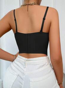 SHEIN 女士纯色简约日常抹胸文胸 - 黑色 - 查看 2