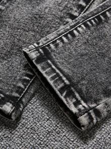 SHEIN Tween Boys Distressed Stonewashed Ripped Frayed Denim Black Jeans,For Back To School And Fall - Black - View 5