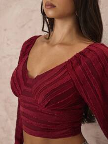 Glamine Women's Solid Color Simple Long Sleeve Blouse Fall Cloth For Women - Burgundy - View 6