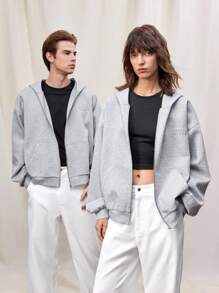 Manfinity VCAY Herren-Sweatshirt mit lockerer Passform und lässiger Kapuze, geeignet für Herbst und Winter - Hellgrau - Übersicht 1
