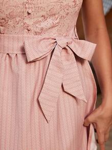 Chiquease Women's Fitted Elegant A-Line All-Over Ditsy Floral Dress - Pink - View 5