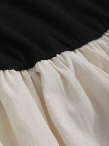 DAZY Women Crew Neck Colorblock Long Sleeve T-Shirt,Ruffle,Fall Clothes