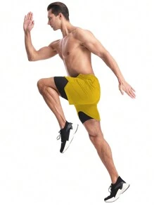 Manfinity Fitness Shorts deportivos de bolsillo de unicolor y estilo informal para hombre