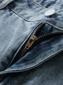 ROMWE MEN Street Life Męskie dżinsy o luźnym kroju i szerokich nogawkach z wieloma kieszeniami cargo