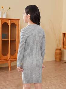 Gaun Sweater Gadis Muda - Light Grey - View 2