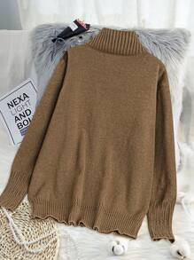SHEIN LUNE Plus Size Solid Color Stand Collar Cardigan, Autumn/Winter , Brown Cardigans In Women Fall Cloth For Women - Coffee Brown - View 2