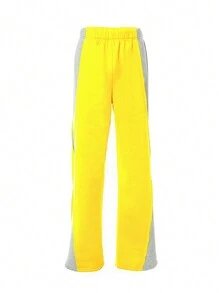 SHEIN Slayr Casual Color Block Sweatpants - Yellow - View 4