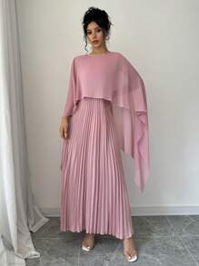 Rafferiza Vestido maxi elegante y encantador con fruncido para mujer - Rosa - Ver 3