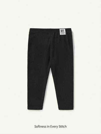 Cozy Pixies Baby Girl's Soft Knit High Waist Solid Color Casual Versatile Pants