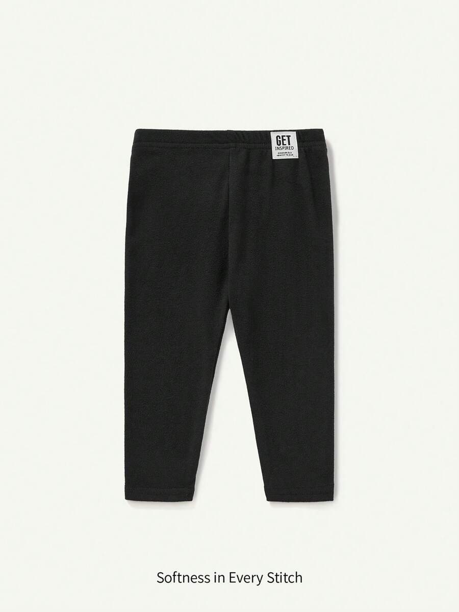 Cozy Pixies Baby Girl Letter Patched Trousers - Black - View 1