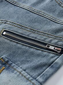 ROMWE MEN Street Life Męskie dżinsy o luźnym kroju i szerokich nogawkach z wieloma kieszeniami cargo