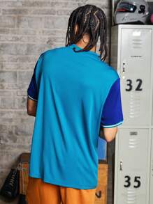 Gym Rark Chemise polo homme simple et décontractée de style boyfriend avec imprimé numérique - Bleu ciel - Voir 2