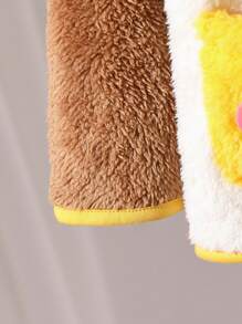 Bộ 2 món Áo khoác trùm đầu sang trọng có túi tai + Quần dài thêu hoạt hình đến đầu gối cho bé gái mới biết đi, trang phục dày dặn ấm áp nối 3 màu cho mùa thu đông, thích hợp mặc thường ngày, dự tiệc, đi học, quà sinh nhật, dã ngoại - Nhiều màu - Xem 4