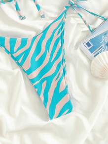 SHEIN Swim Women's Printed Simple Daily Wear Bikini Set, Random Print Summer Beach - Multicolor - View 3